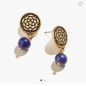 NWT Alex and Ani New Beginnings Coin Drop genuine Sodalite gemstones Earrings